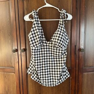 Kona Sol Black and White Gingham One Piece Swimsuit